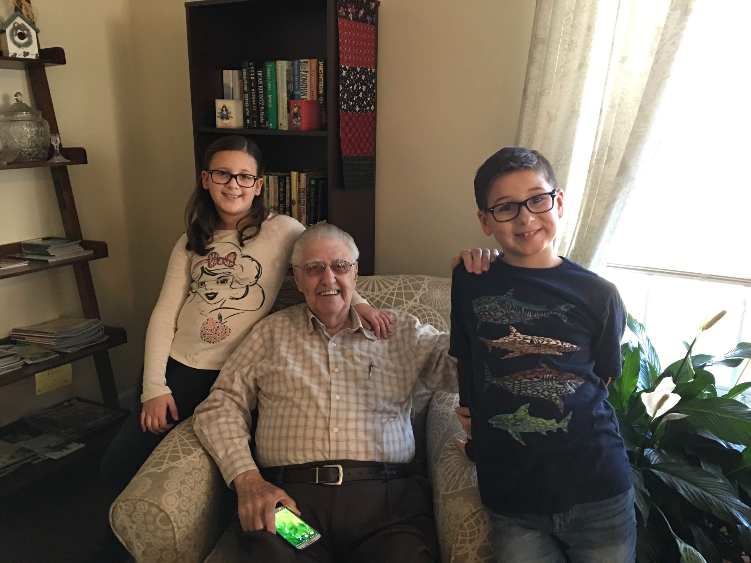 Ted with great grandchildren Haley and Ethan – Greetings from the Past